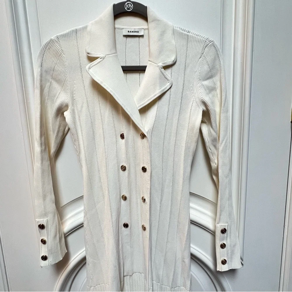 NWT Sandro Olympe Knit Maxi Dress $282 at Sandro/Bloomingdales—collar dirt marks - Picture 9 of 14